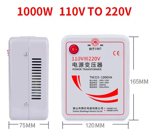 Transformador Aumento 110v A 220v 1000w Shunhong Tm222