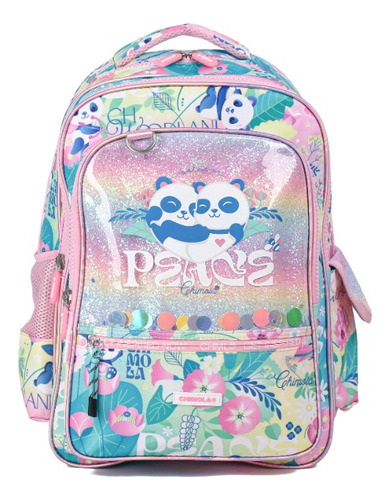 Mochila Rosa Art Is Revolution Pandas Chimola 18 Pulgadas