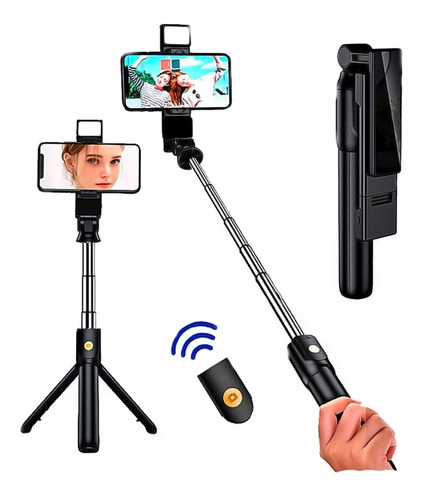 Palo Selfie Flash Led Bluetooth 3 En 1 Tripode 100 Cm