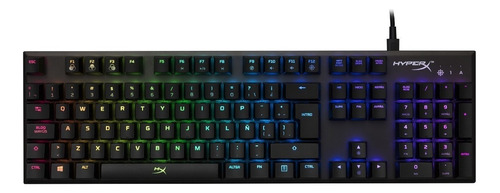 Teclado gamer HyperX Alloy FPS QWERTY Kailh Silver Speed inglés US color negro con luz RGB