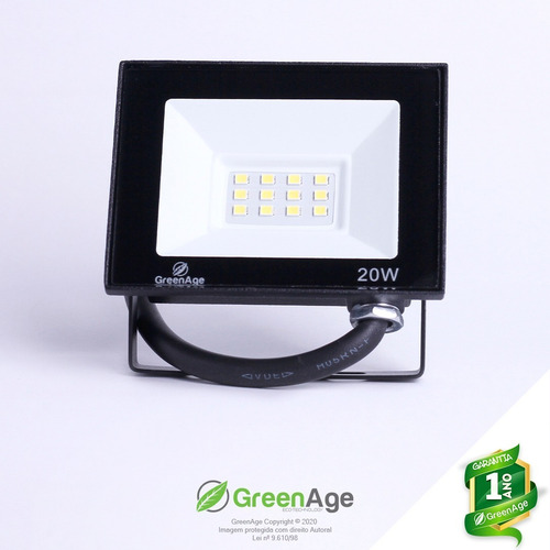 Refletor Led Verde Smd 20w Prova D'água Bivolt