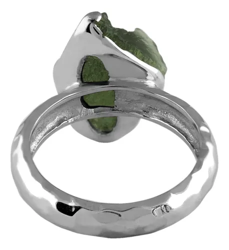 Anillo De Moldavita Genuina De 4 6 Quilates En Plata De Ley