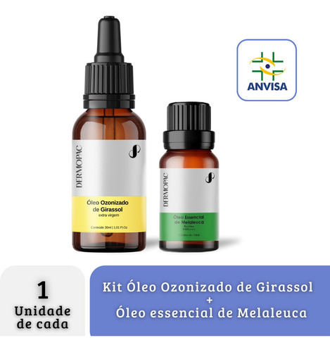  Kit Óleo Ozonizado Girassol Óleo Essencial Tea Tree Dermopac