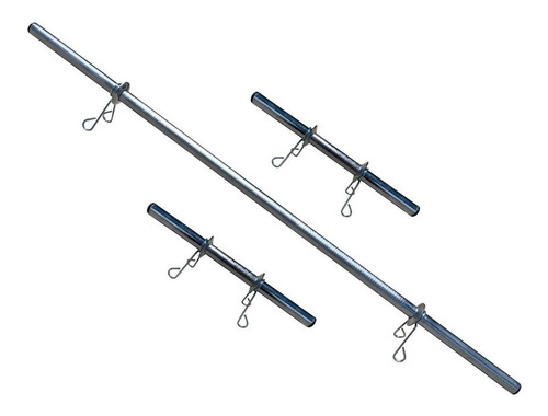 Imagem 6 de 7 de Kit Barras Ocas 1,20m E 2 De 40cm Cromadas Halteres E Supino