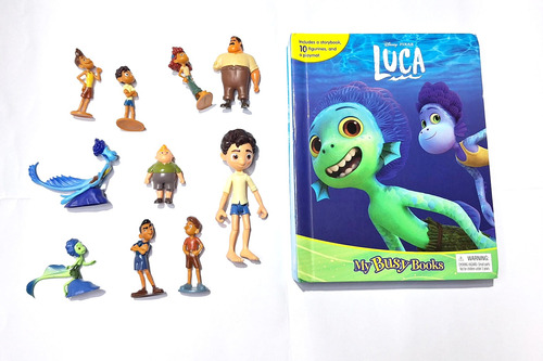 Lote Luca Mattel + Libro Ingles  9 Figuras Alberto Disney