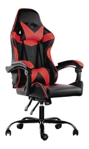 Silla de escritorio Lumax Gamer ergonómica  roja y negra con tapizado de cuero sintético
