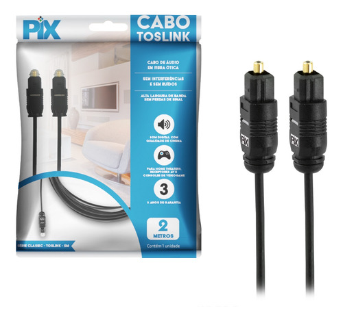 Cabo De Áudio Óptico Digital 2m Toslink Plug Gold 2 Metros  
