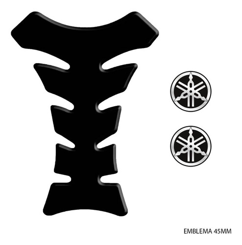 Kit Adesivos Moto Tank Pad Black + Emblemas Logo Yamaha 45mm