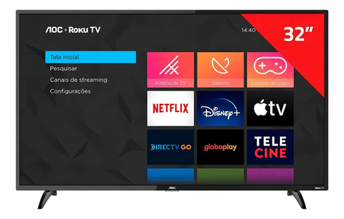 Smart Tv Roku 32'' Hd Led 3 Hdmi 1 Usb 32s5195 Aoc Bivolt (Recondicionado)