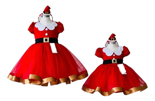 Vestido/disfraz 2 En 1 Niña Santa Claus Navideño Princesa Fiesta