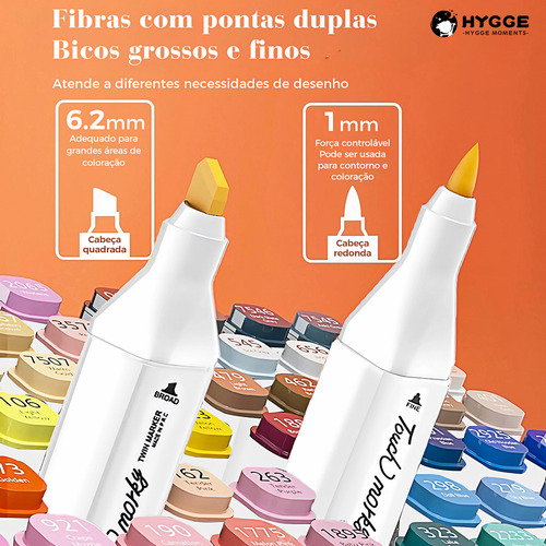 Kit Estojo Canetinhas Permanente Ponta Dupla 48 Cores