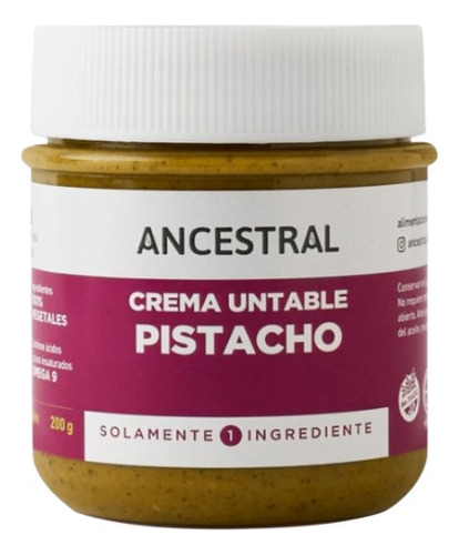 Pasta Crema Untable Ancestral De Pistachos 200 Gr
