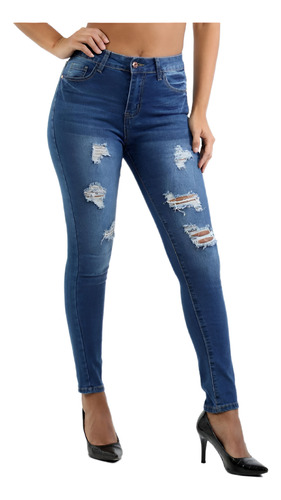 Jeans Colombianos De Ajuste Elástico Bordados Para Mujer