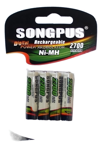 Pilhas Recarregável Songpus Aa 2700mah Palito