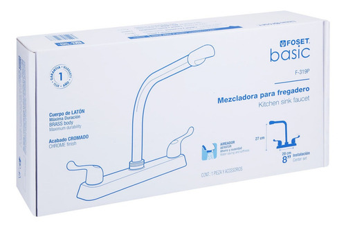 Mezcladora 8 Para Fregadero, Cuello Tipo Cobra Foset 49191