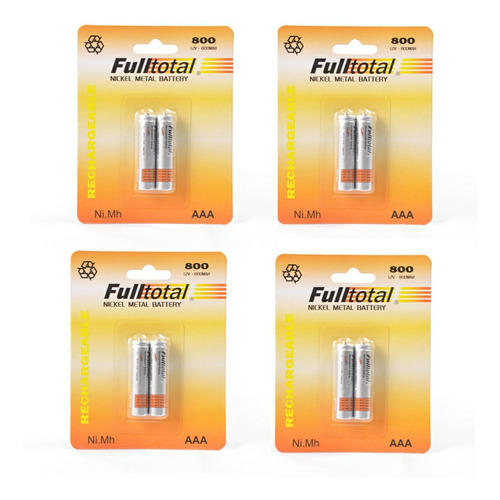 8 Pilas Aaa Full Total 800mah Capacidad Nimh Teléfonos