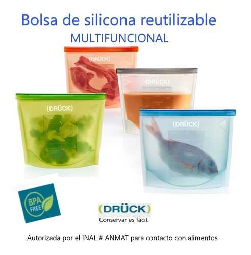 Bolsa De Silicona Reutilizable 7 Unidades De  1,5 Lt