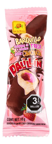 Barquillo Relleno Fresa Cubierto Chocolate 40pz Palillín