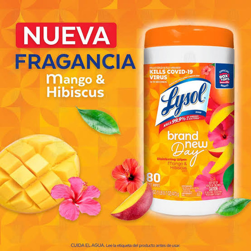 80 Toallitas Mango Hibiscus Desinfectantes Lysol Wet Wipes