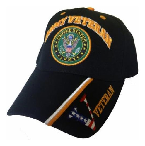 Gorra Béisbol Negra Del Ejército Veterano V Bandera Sombrero