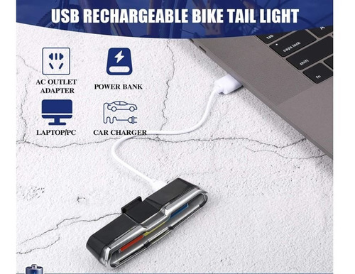 Imagen 5 de 7 de Lámpara Trasera Para Bicicleta 3 Colores Policia Usb