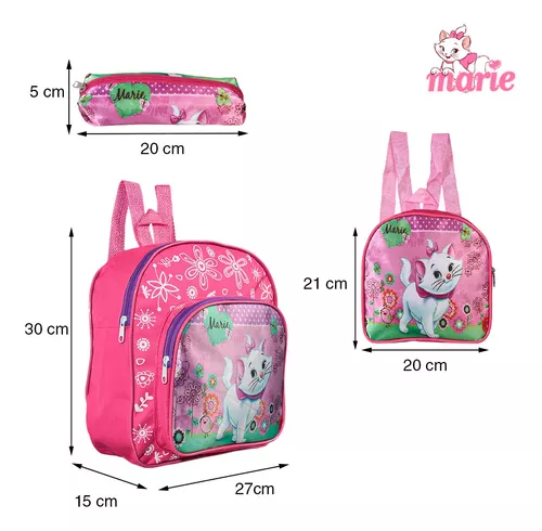 Kit Mochila Infantil Escolar Com Rodinhas Gata Marie