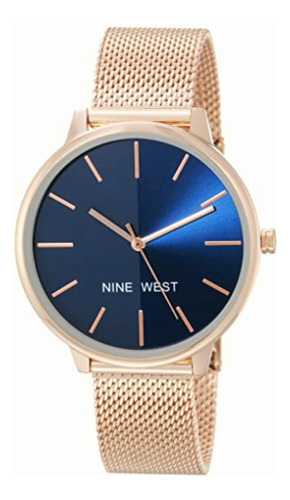 Nine West Reloj De Pulsera De Malla Para Mujer, Azul Marino,