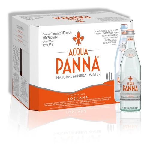 Acqua Panna Agua Mineral Sin Gas Vidrio Pack X15u 750ml