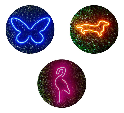 Trio Luminárias Neon Led Kit Petshop 2 Instagramavel Bivolt