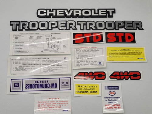 Chevrolet Trooper Std Emblemas Y Calcomanías 