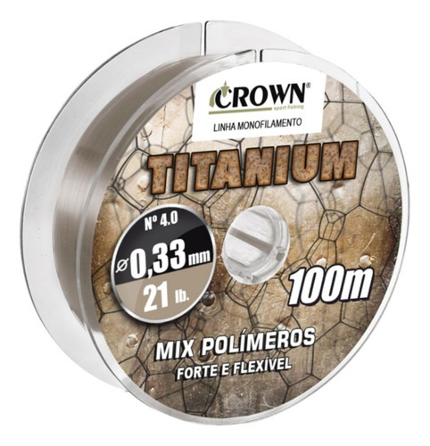 Linha Crown Monofilamento Titanium 0,40mm 30lb 100m