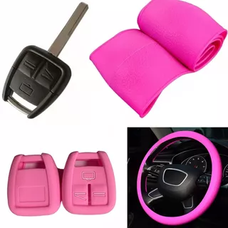 Cubre Volante + Funda Llave Silicona Chevrolet Astra - Rosa