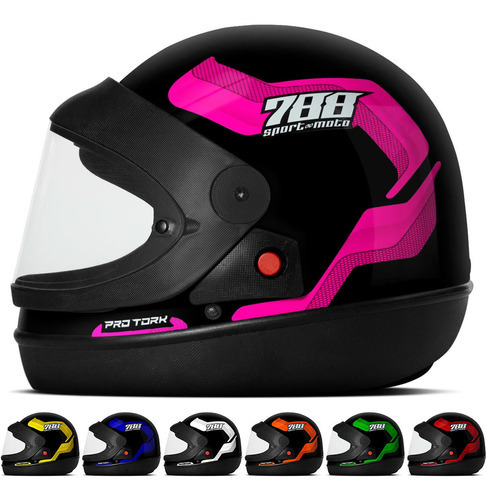 Capacete Para Moto Integral Pro Tork Sport Moto 788 Branco Cor Rosa Viseira Cristal Tamanho do capacete 62