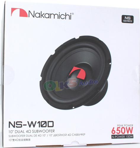 Subwoofer Doble Bobina 10pul 100watts Rms Nakamichi Ns-w10d Color Negro