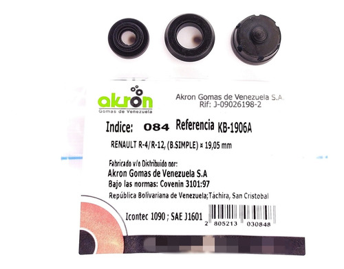 Kit Gomas Bomba De Freno Renault R4-r12. B. Simple 19.05mm