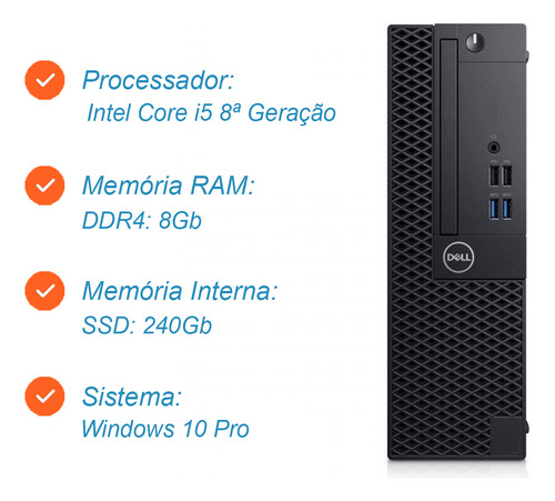 Pc Desktop Dell Core I5 8 Geração 8gb Ddr4 Ssd 256gb