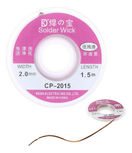 Imagen 6 de 7 de Malla Desoldante Yihua Cinta Cobre 2mm Ancho X 1,5 Metros