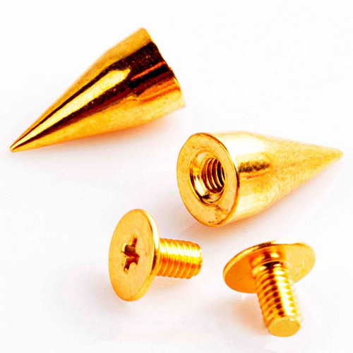 Rubyca 100 Conjuntos 13mm Color Oro Bala Cono De Spike Y Met