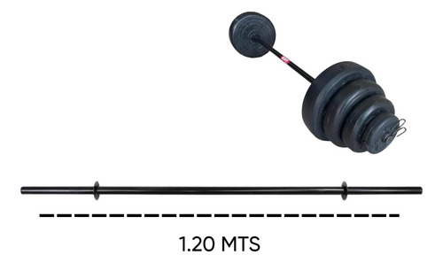 Barra Entrenamiento 8 Discos 70 Libras Total Gym Fitness Negro