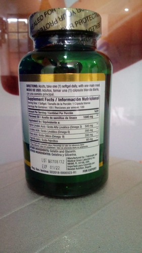 Omega 3,6 Y 9 Flaxed Oil 1000 Mg - Unidad a $4