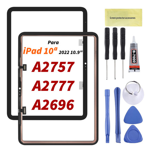Cristal Tactil Touch Para iPad 10th 2022 10.9 Pulgadas A2696 A2757 A2777 Negro