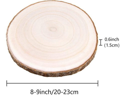 Paquete De 8 Rebanadas Redondas De Madera Rústica De 8...
