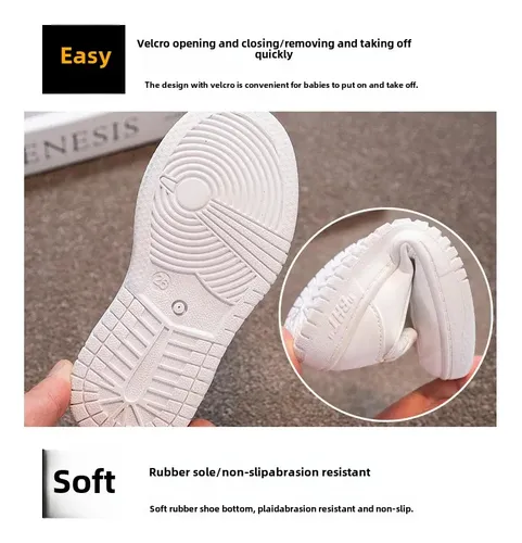 Zapatillas Blancas Con Velcro Para Niños - Zapatos Escolares