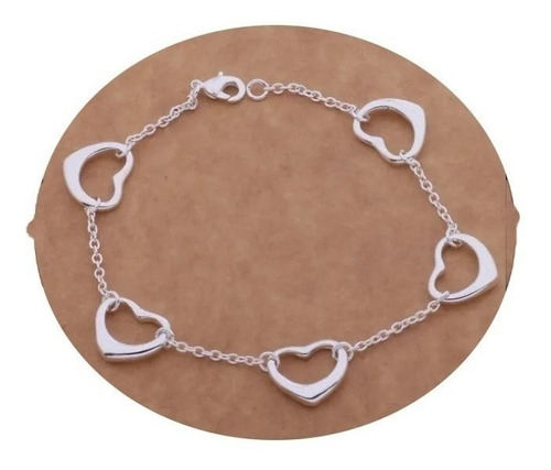 Pulsera Brazalete Corazones Para Mujer Elegante