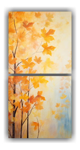 80x40cm Cuadros Abstractos Elegantes Dorados Del Otoño, Fin