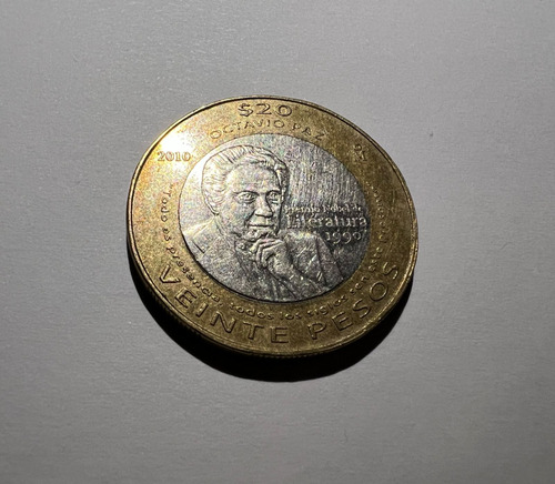 Moneda 20 Pesos Octavio Paz Año 2010 (Usado)
