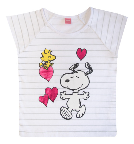 Polera Niña Full Love Gris Snoopy