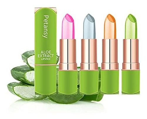 Lápices Labiales - Petansy 4 Colores Aloe Vera Lápiz Labial 