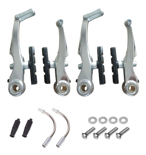 Kit Freio V-brake Aluminio Cromado Gta Tipo Logan Bike Mtb