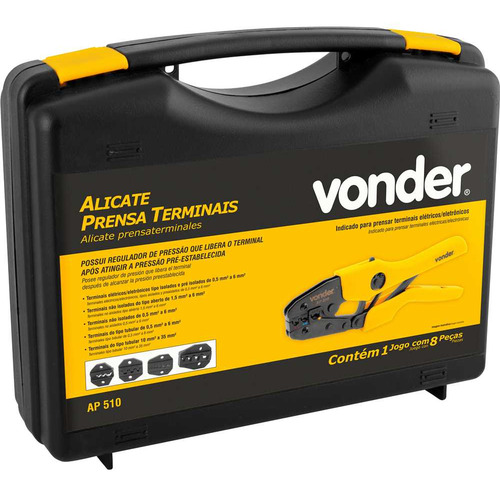 Alicate Prensa Terminal Ap510 Com Catraca Kit 5 Matriz 5 Em